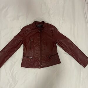 Faux Leather Dark Red Jacket